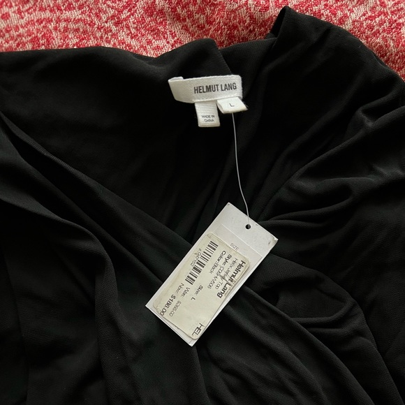 HELMUT LANG Top Asymmetrical Draped Blouse Single ShortSleeve Round Neck L NWT - Picture 4 of 7